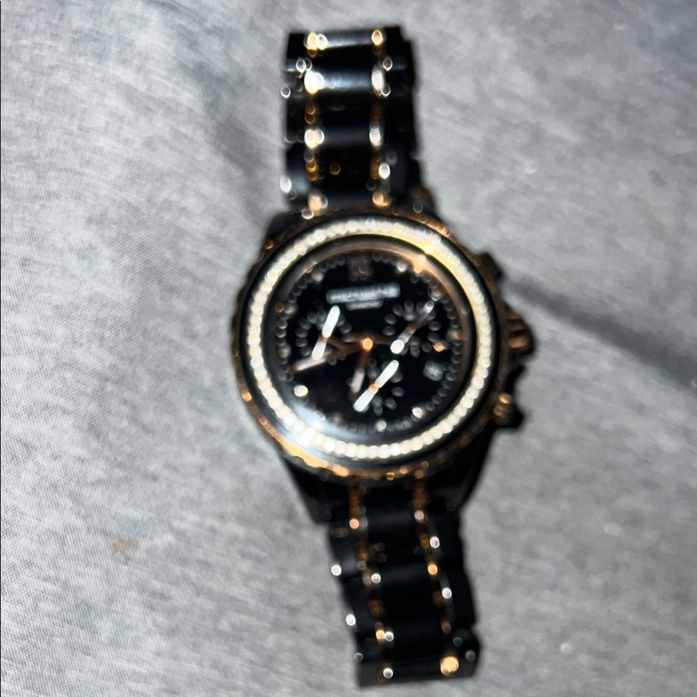 Michael Hill Chronograph watch 0.50 Carat Diamonds / Black ceramic / Gold tone
